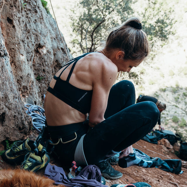 Black climbing sports bra