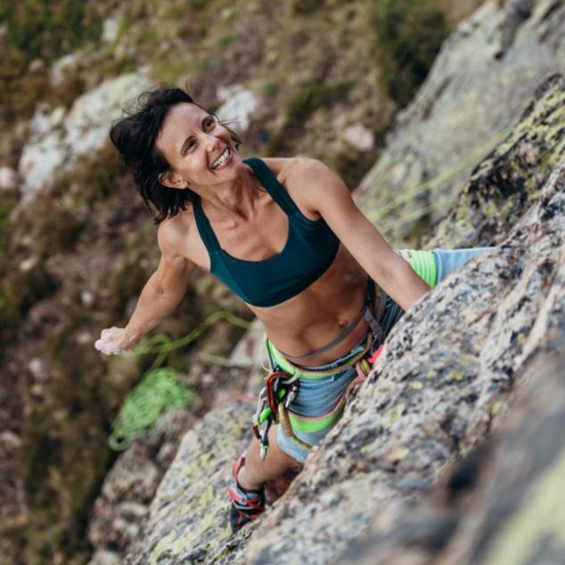 Green climbing sports bra