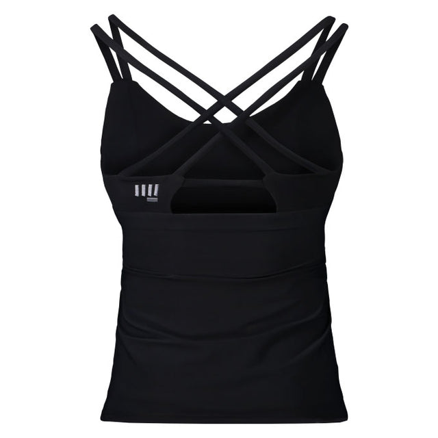 HoldBreaker X - Black rock climbing tank top with built in sports bra - Back I